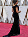 Mermaid Navy Blue Velvet Side Slit Long Evening Prom Dresses, Cheap V-neck Prom Dress, MR8858