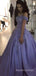 Off Shoulder Lilac Satin Appliques Long Evening Prom Dresses, A-line Prom Dress, MR8912