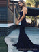 Navy Blue Formal Mermaid Long Evening Prom Dresses, Strapless Prom Dress, MR8914