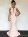 Mermaid Pink Backless Long Evening Prom Dresses, Cheap Custom Prom Dress, MR8928