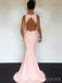 Mermaid Pink Backless Long Evening Prom Dresses, Cheap Custom Prom Dress, MR8928