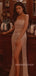 High Slit Sparkly Sequins Spaghetti straps Long Evening Prom Dresses, MR9162