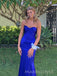 Royal Blue Satin Mermaid Sweet Heart Long Evening Prom Dresses, MR9379