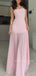 Pink Chiffon Strapless Mermaid Long Evening Prom Dresses, MR9448