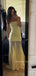See Through Yellow Sheath Mermaid Strapless Long Evening Prom Dresses, MR9480