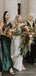 Mismatched Dark Green Satin Velvet Cheap Long Bridesmaid Dresses , MRB0041