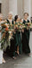 Mismatched Dark Green Satin Velvet Cheap Long Bridesmaid Dresses , MRB0041