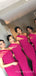 One Shoulder Fuchsia Mermaid Long Custom Bridesmaid Dresses , MRB0045