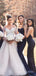 Mismatched Navy Blue Satin Mermaid Long Custom Bridesmaid Dresses , MRB0055