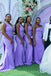Mismatched Purple Mermaid One Shoulder Cheap Long Custom Bridesmaid Dresses , MRB0059