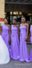 Mismatched Purple Mermaid One Shoulder Cheap Long Custom Bridesmaid Dresses , MRB0059