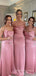 Popular Spaghetti Straps Satin Long Cheap Custom Mermaid Bridesmaid Dresses, MRB0215
