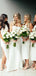 Mismatched White Satin Mermaid Long Cheap Custom Bridesmaid Dresses, MRB0219