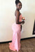 Pink Spaghetti Straps Mermaid Long Cheap Custom Sweetheart Bridesmaid Dresses, MRB0296