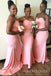 Pink Spaghetti Straps Mermaid Long Cheap Custom Sweetheart Bridesmaid Dresses, MRB0296