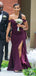 Mismatched Purple Mermaid Long Cheap Custom Side Slit Bridesmaid Dresses, MRB0297