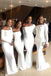 Long Sleeves White Mermaid One Shoulder Long Custom Bridesmaid Dresses, MRB0307