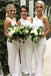 One Shoulder White Long Cheap Custom Bridesmaid Dresses, MRB0320