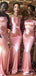 Pink Satin Mermaid Long Cheap Mismatched Bridesmaid Dresses, MRB0331