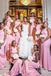 Mismatched Pink Satin Mermaid Long Cheap Custom Bridesmaid Dresses, MRB0343