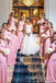 Mismatched Pink Satin Mermaid Long Cheap Custom Bridesmaid Dresses, MRB0343