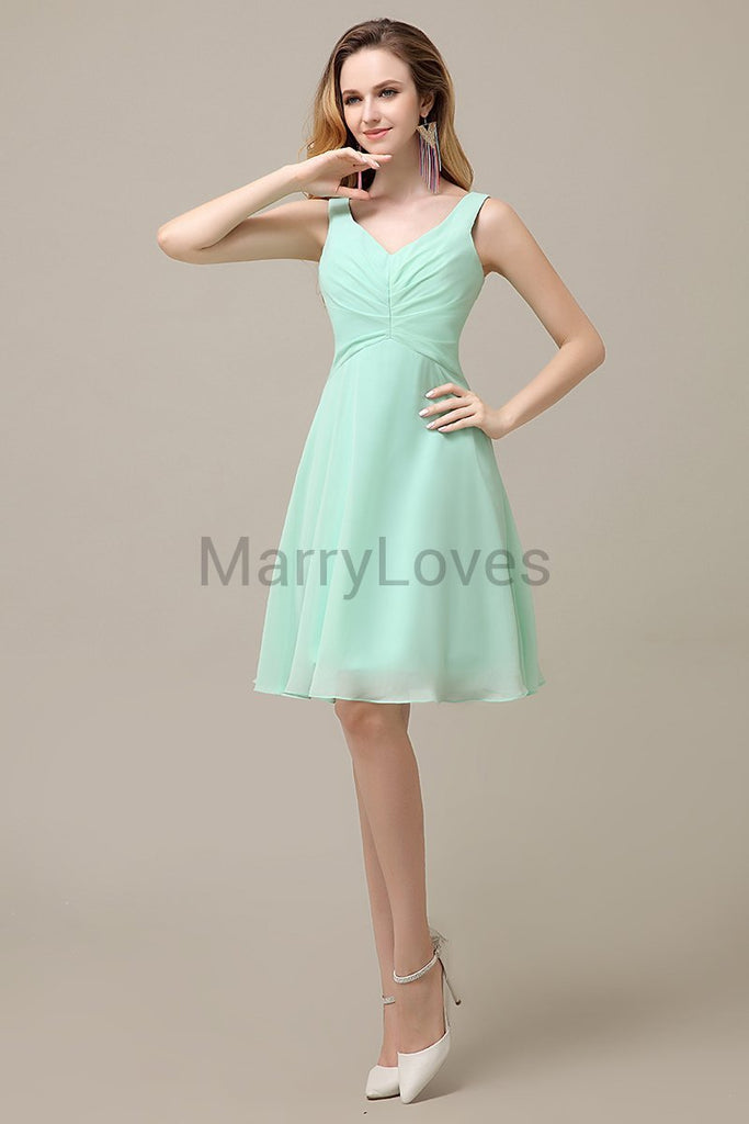Simple V-Neck Chiffon Bridesmaid Dresses
