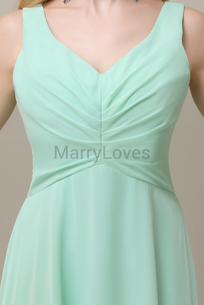 Simple V-Neck Chiffon Bridesmaid Dresses
