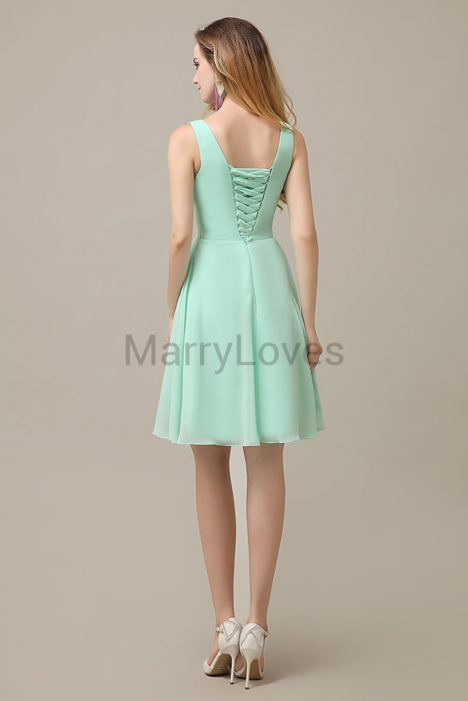 Simple V-Neck Chiffon Bridesmaid Dresses