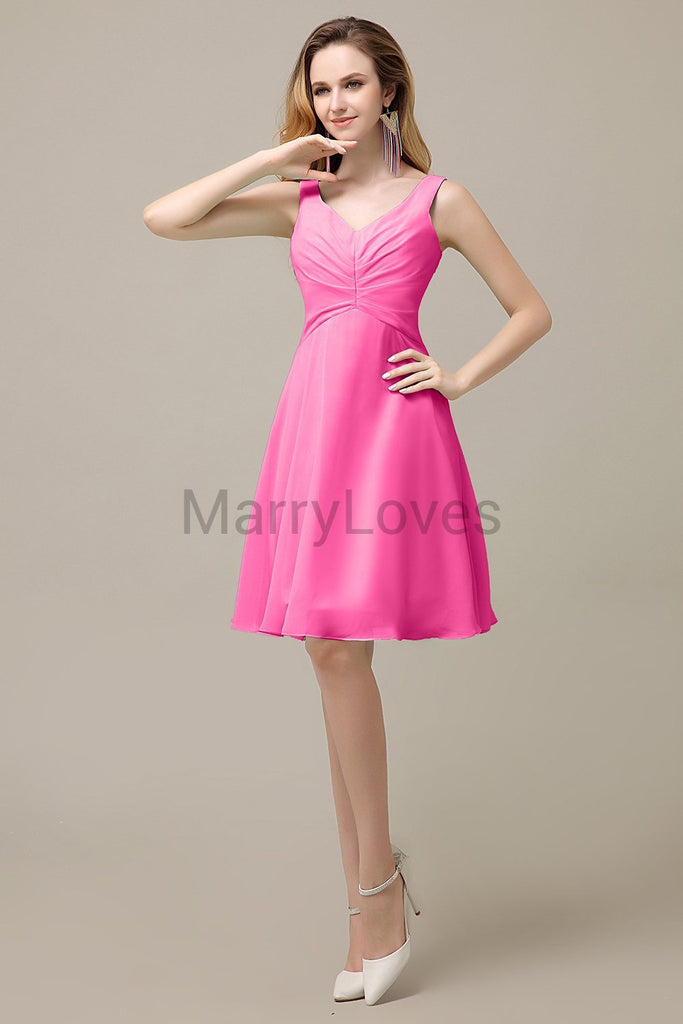 Simple V-Neck Chiffon Bridesmaid Dresses
