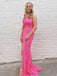 One Shoulder Sequins Side Slit Long Evening Prom Dresses, Custom Mermaid Prom Dress, BGS0056