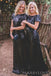 Black Sequin Column/Sheath Long Bridesmaid Dresses , BN1039