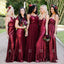 A-line/Sheath Burgundy Sequin Long Bridesmaid Dresses , BN1040