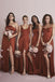 Simple Mismatched Satin Long Side Slit Custom Bridesmaid Dresses , BN1263