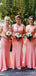 Simple Mermaid V-neck Long Custom Bridesmaid Dresses , BN1297