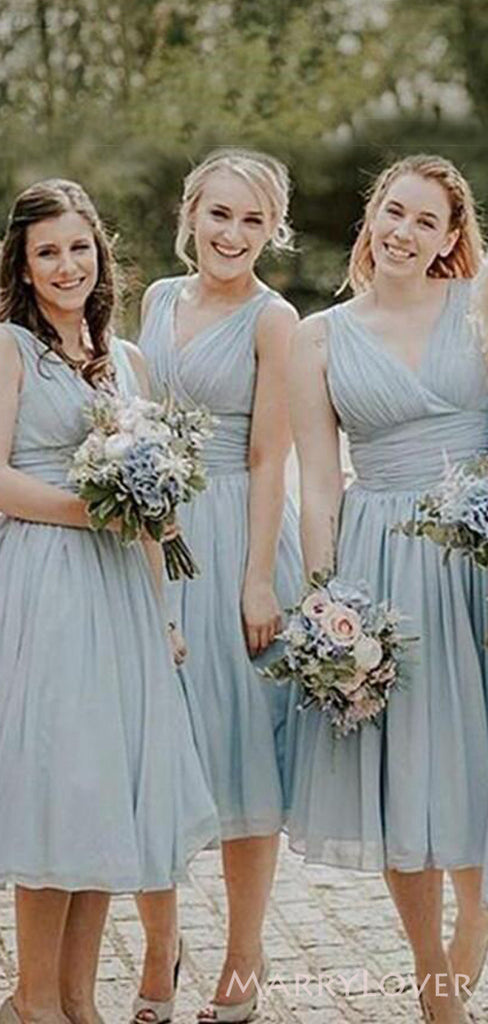 A-line Chiffon V-neck Long Custom Bridesmaid Dresses , BN1328
