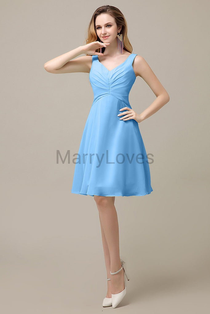 Simple V-Neck Chiffon Bridesmaid Dresses
