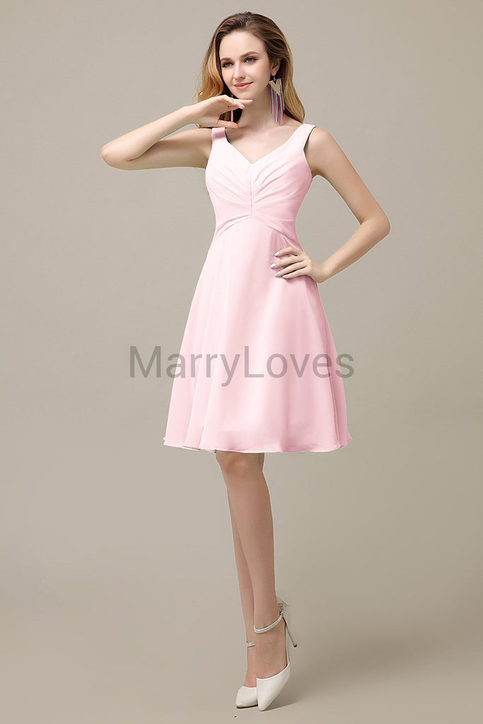 Simple V-Neck Chiffon Bridesmaid Dresses