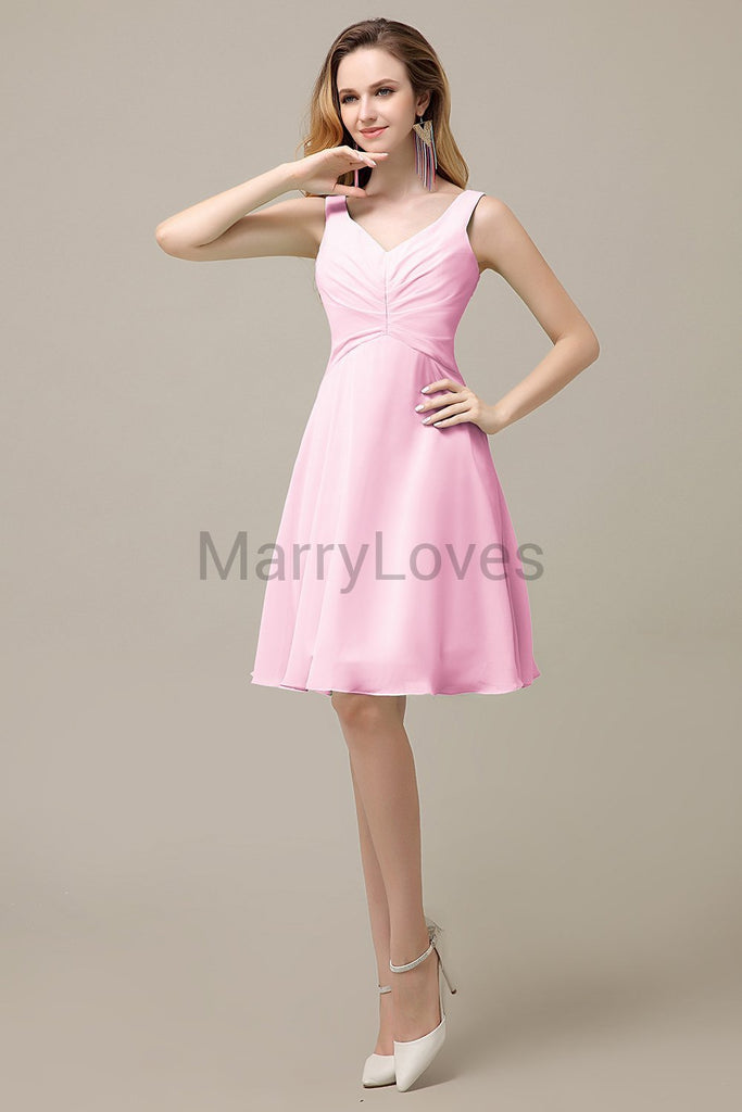 Simple V-Neck Chiffon Bridesmaid Dresses