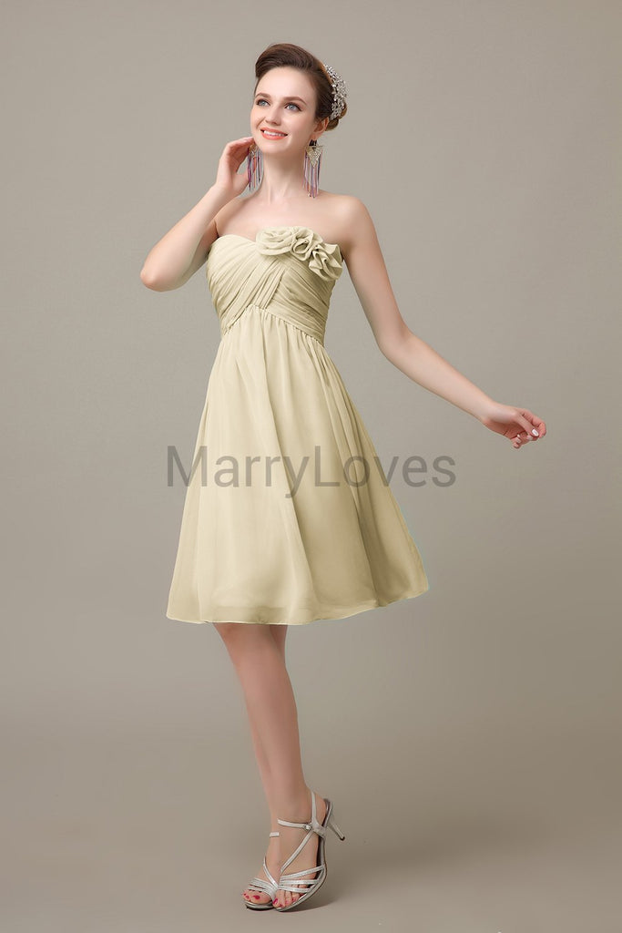 Pleated Sweetheart Chiffon Bridesmaid Dresses