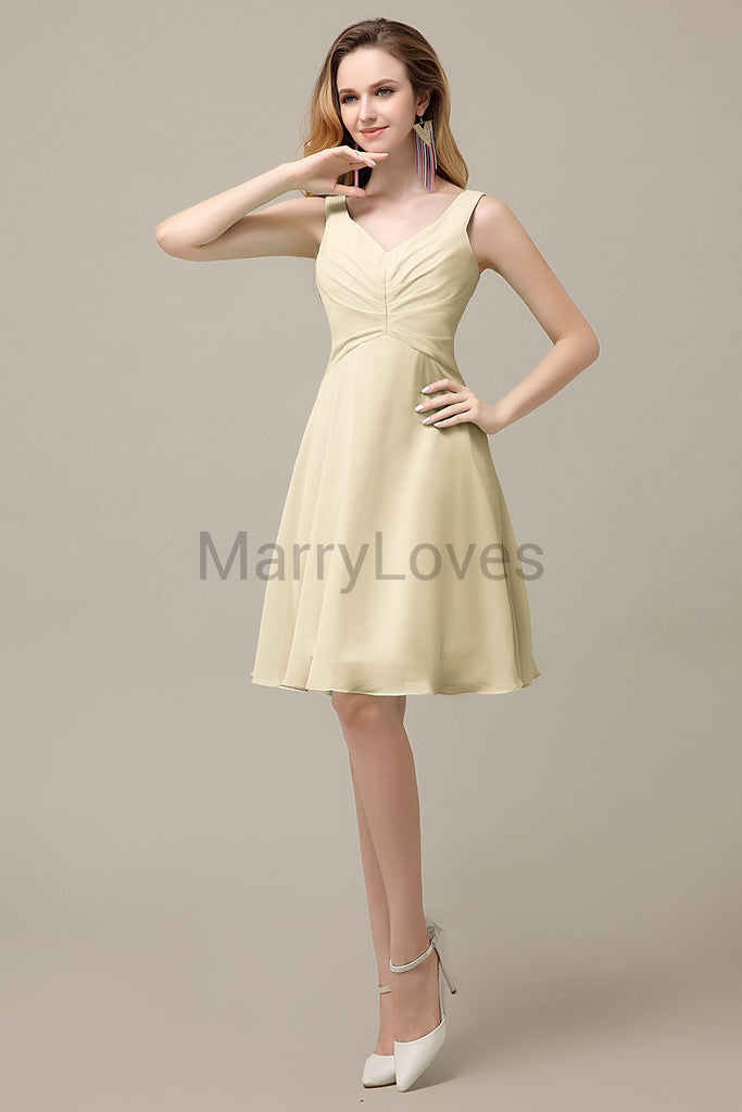 Simple V-Neck Chiffon Bridesmaid Dresses