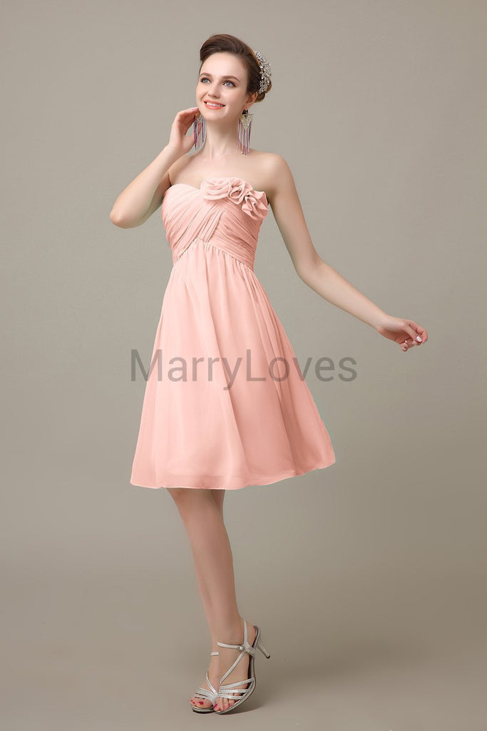 Pleated Sweetheart Chiffon Bridesmaid Dresses