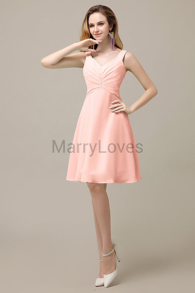 Simple V-Neck Chiffon Bridesmaid Dresses