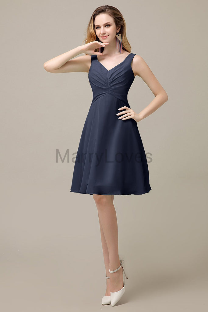 Simple V-Neck Chiffon Bridesmaid Dresses