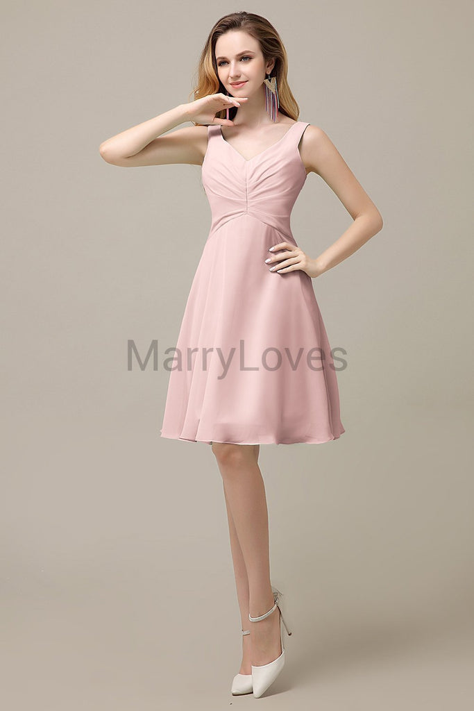 Simple V-Neck Chiffon Bridesmaid Dresses