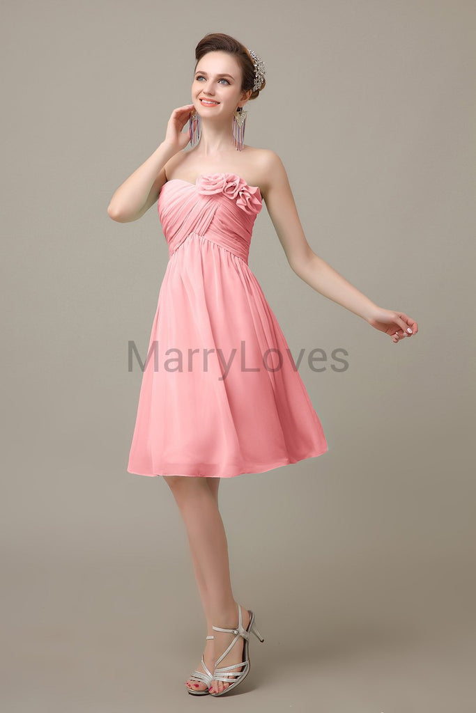 Pleated Sweetheart Chiffon Bridesmaid Dresses