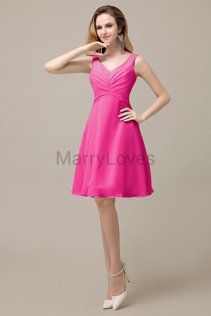 Simple V-Neck Chiffon Bridesmaid Dresses