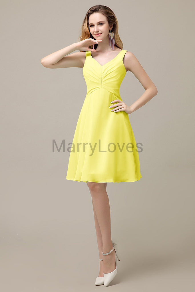 Simple V-Neck Chiffon Bridesmaid Dresses