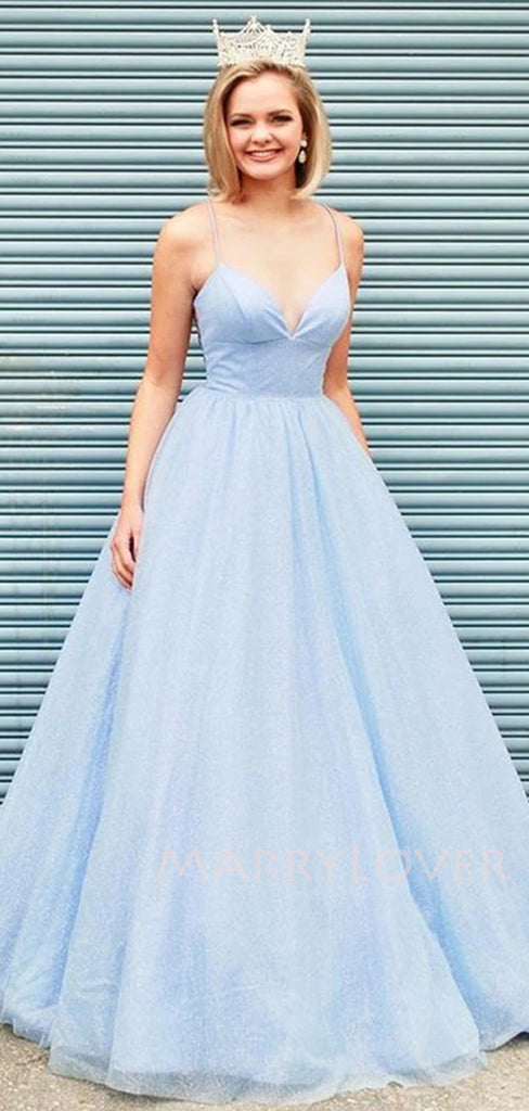 Sex A-Line Blue Backless Long Evening Prom Dresses, MR7063