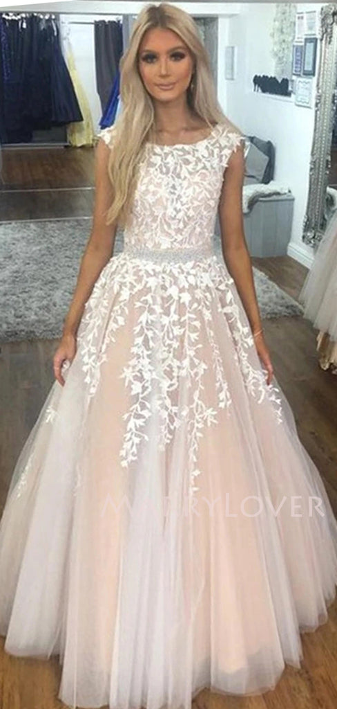 Sex A-LineLace Embroidery Long Evening Prom Dresses, Cheap Tulle Sweet Prom Dresses, MR7155