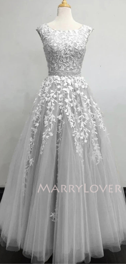 Sex A-LineLace Embroidery Long Evening Prom Dresses, Cheap Tulle Sweet Prom Dresses, MR7155